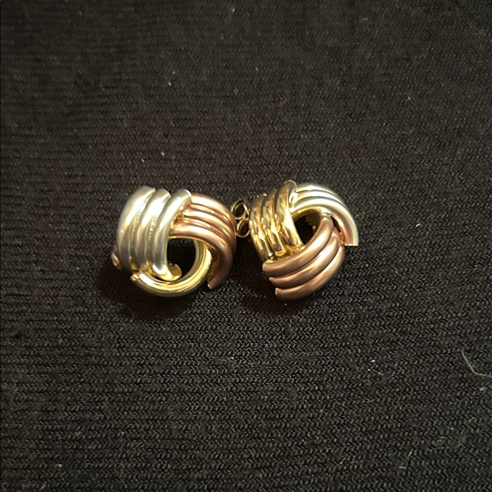 Chic Three-Tone Knot Earrings - Picture 1 of 4